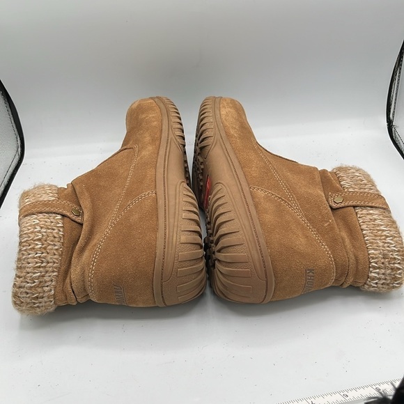 KHOMBU Women’s Size 11M Laura Chestnut Brown Suede LeatherBoot Knit Trim Zip - Picture 12 of 14